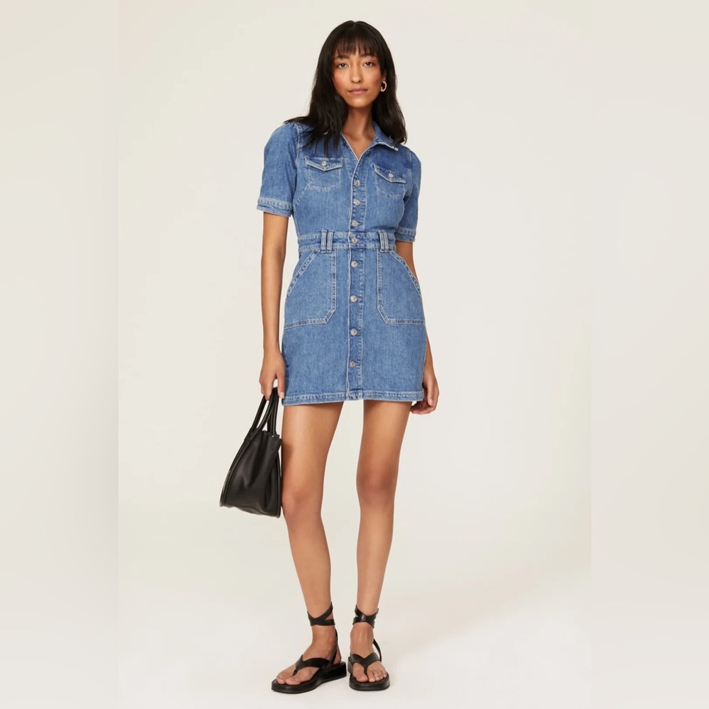 PAIGE Mayslie Light Blue Denim Shirt Dress
